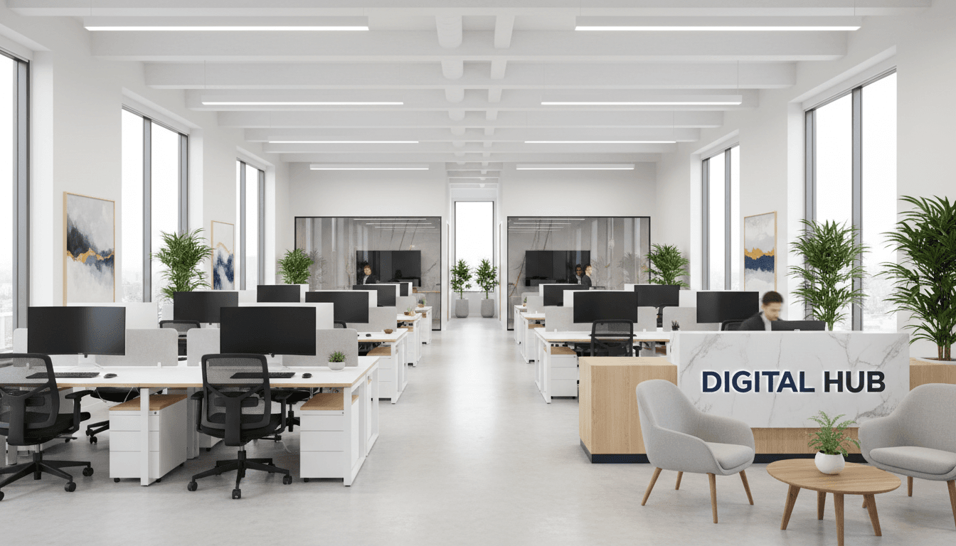 Commercial office with smooth partition walls